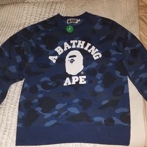 A Bathing Ape Sweater Blue Abc Camo Mens L